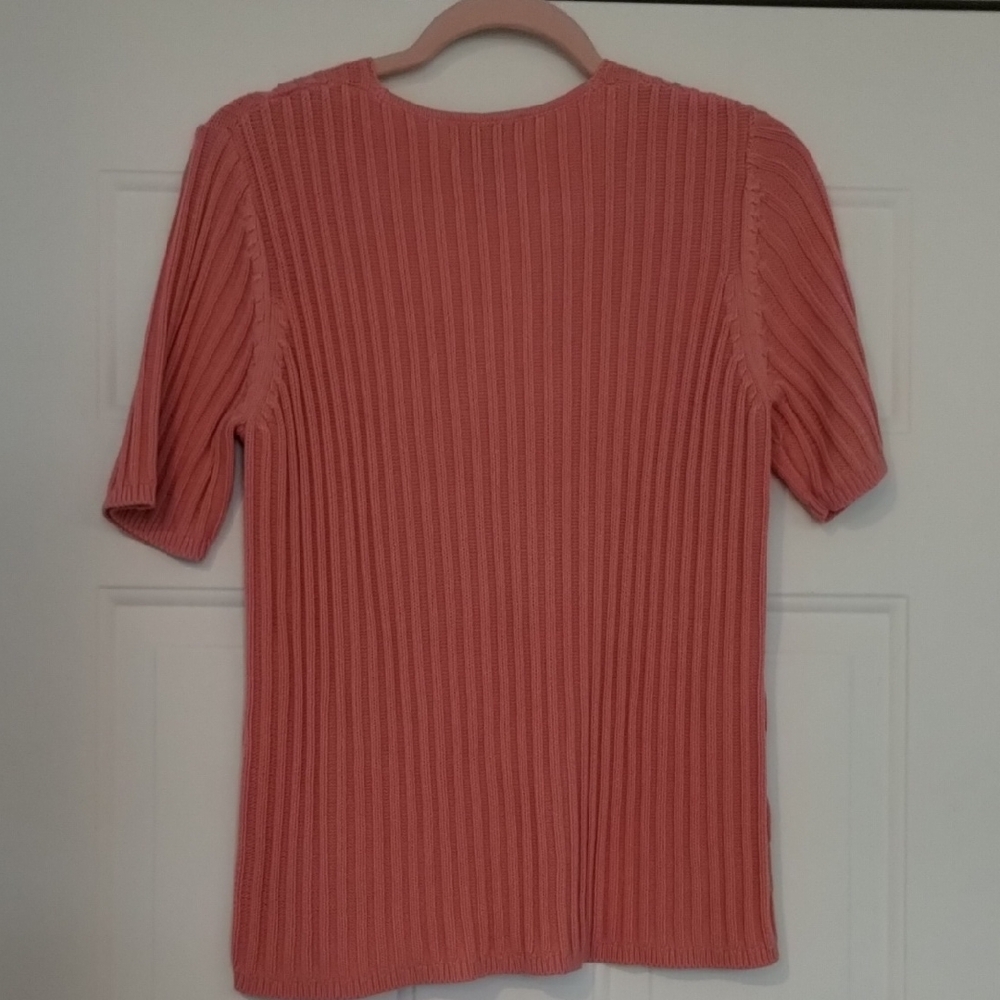 3 Women's Van Heusen Short Sleeve Ribbed Cardigan Size Large - Picture 3 of 15